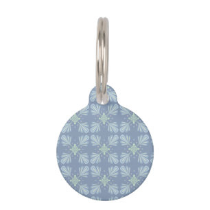 Pastel blue floral abstract repeat pet ID tag