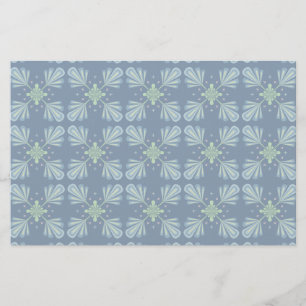 Pastel blue floral abstract repeat  stationery
