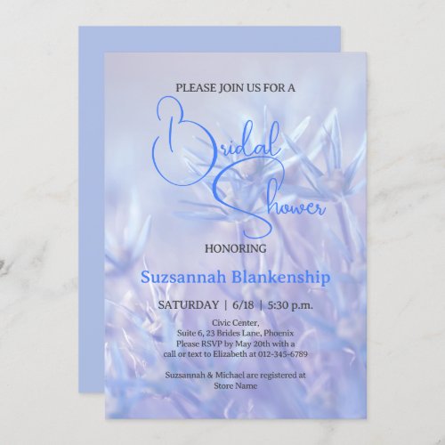 Pastel Blue Floral Background Bridal Shower  Invitation