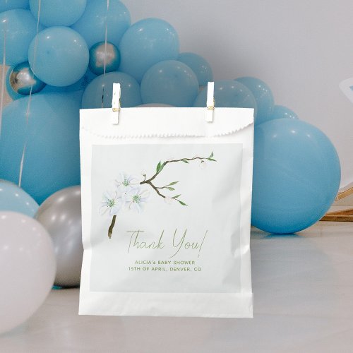 Pastel blue floral boy baby shower favor bag