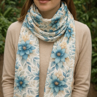 Pastel Blue Floral Cottagecore Accessory Scarf