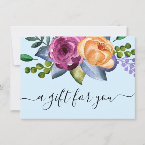 Pastel Blue Floral Gift Voucher Certificate