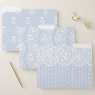 PASTEL BLUE FLORAL LACE LOOK PATTERNS  FILE FOLDER