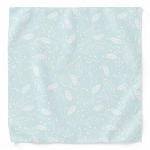 Pastel Blue Floral Leaves Nature Pattern Stylish Bandana