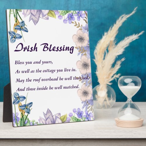 Pastel Blue Floral Lilac Irish Blessing Prayer Plaque