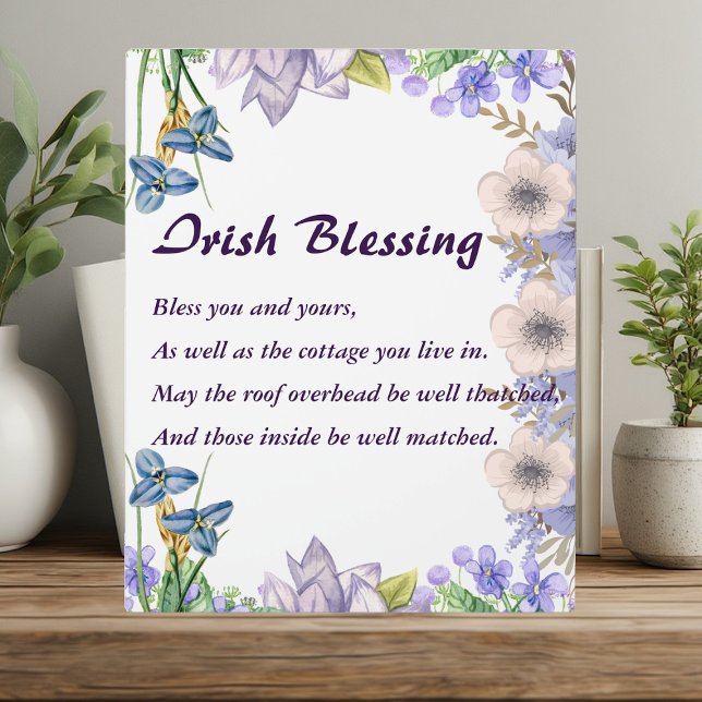 Pastel Blue Floral Lilac Irish Blessing Prayer Plaque (Pastel Blue Floral Lilac Irish Blessing Prayer Plaque)