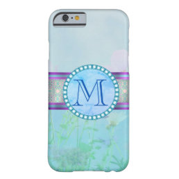 Pastel Blue Floral Monogram Barely There iPhone 6 Case
