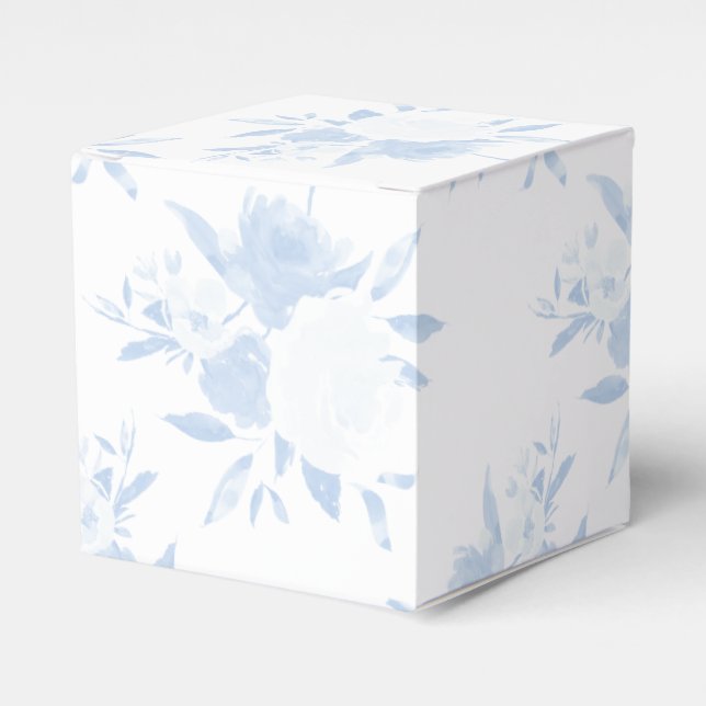 Pastel Blue Floral Watercolor Gift Box (Front Side)