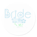 Pastel Blue Flowers Bride Classic Round Sticker