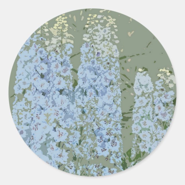 Pastel Blue Flowers Classic Round Sticker (Front)
