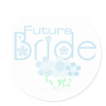 Pastel Blue Flowers Future Bride Classic Round Sticker