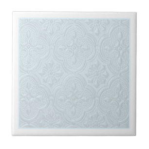 Pastel Blue Flowers Pattern Ceramic Tile