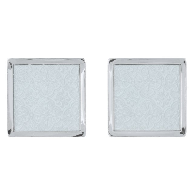 Pastel Blue Flowers Pattern Cufflinks (Front)