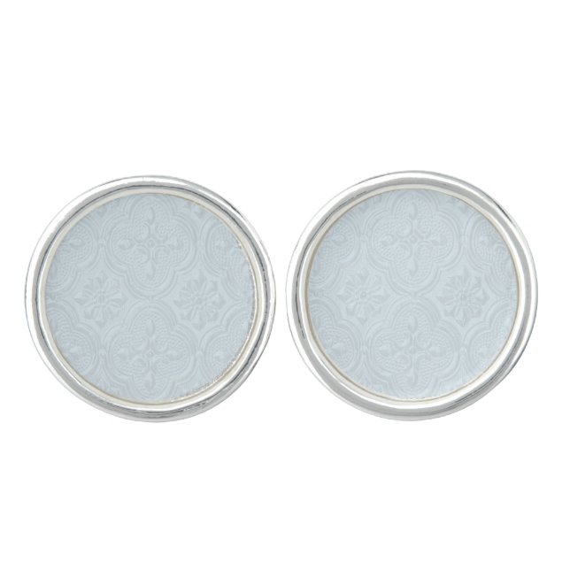 Pastel Blue Flowers Pattern Cufflinks (Front)
