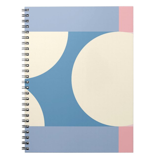 Pastel Blue Geometric Circle Design Notebook (Front)