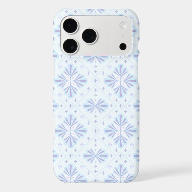 Pastel Blue Geometric Floral Repeat Pattern  Case-Mate iPhone Case (Back)