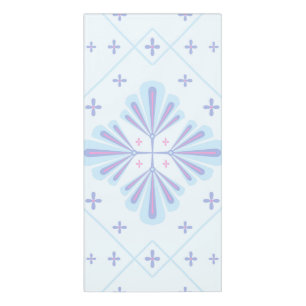 Pastel Blue Geometric Floral Repeat Pattern Door Sign