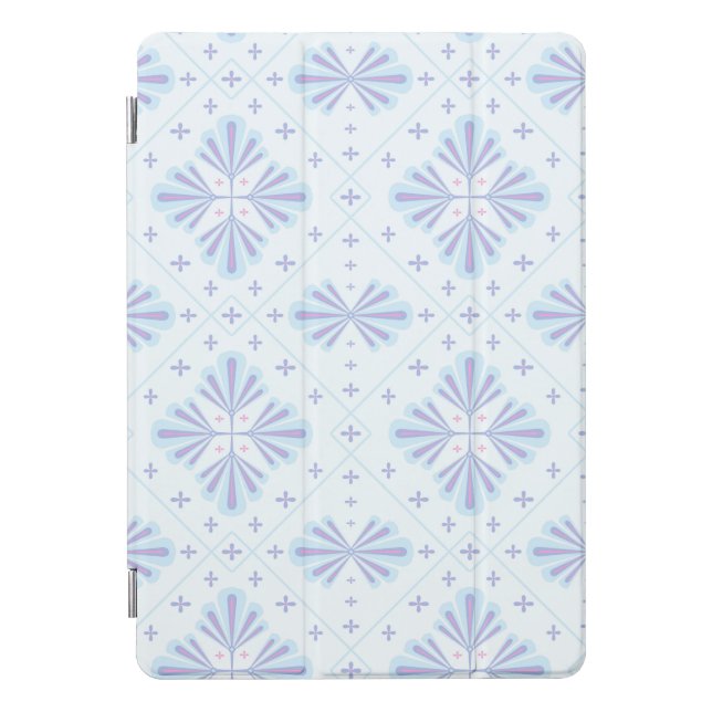 Pastel Blue Geometric Floral Repeat Pattern  iPad Pro Cover (Front)