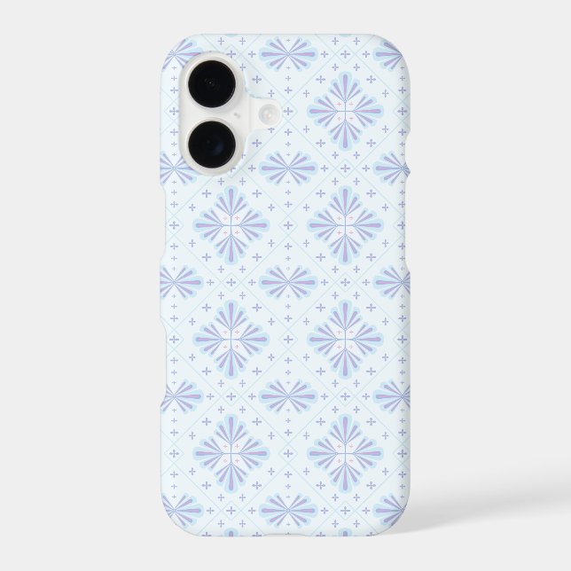 Pastel Blue Geometric Floral Repeat Pattern  Iphone Case (Back)