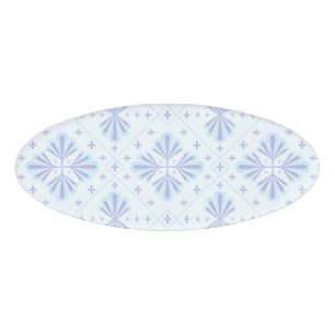 Pastel Blue Geometric Floral Repeat Pattern  Name Tag