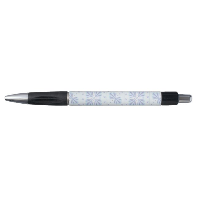 Pastel Blue Geometric Floral Repeat Pattern  Pen (Front)