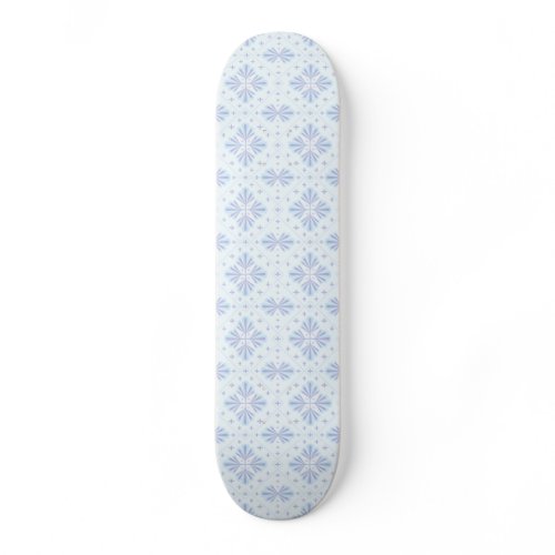 Pastel Blue Geometric Floral Repeat Pattern  Skateboard