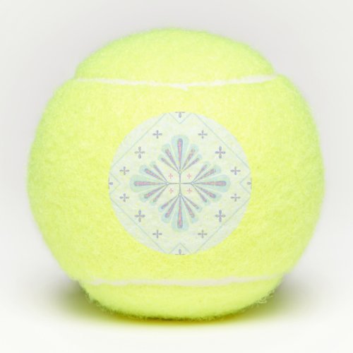 Pastel Blue Geometric Floral Repeat Pattern  Tennis Balls