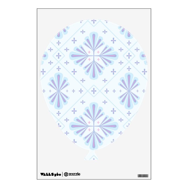 Pastel Blue Geometric Floral Repeat Pattern  Wall Decal (Front)