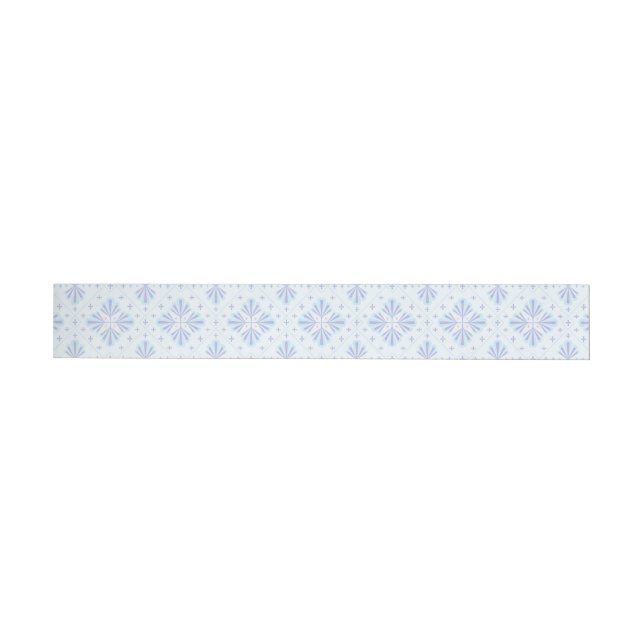 Pastel Blue Geometric Floral Repeat Pattern  Wrap Around Label (Individual)