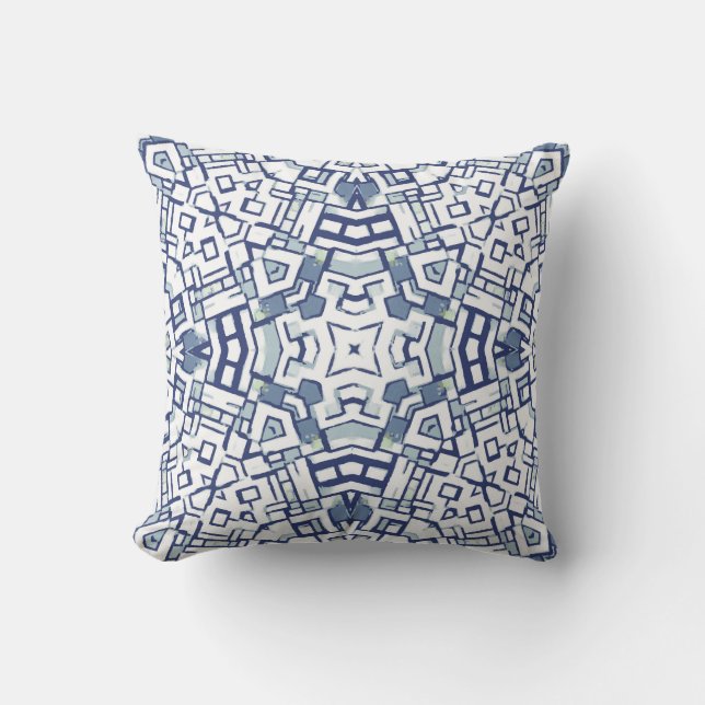 Pastel Blue Geometric Shapes Pattern Throw Pillow (Front)