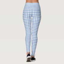 Pastel Blue Gingham Check Pattern Leggings Pastel Blue Gingham Check Pattern Leggings