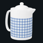 Pastel Blue Gingham Check Pattern Teapot<br><div class="desc">Pastel Blue Gingham Check Pattern</div>