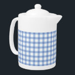 Pastel Blue Gingham Check Pattern Teapot<br><div class="desc">Pastel Blue Gingham Check Pattern</div>