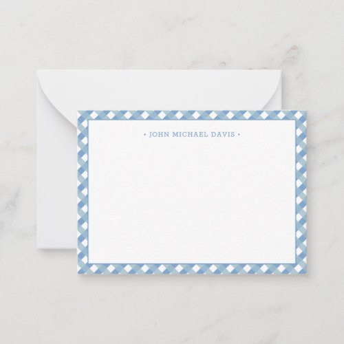 Pastel Blue Gingham Childrens Note Card