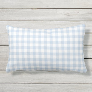 Pastel blue Gingham Pattern Checkered Lumbar Pillow
