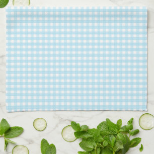 Pastel Blue Gingham Pattern  Kitchen Towel