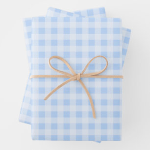 Pastel Blue Gingham Wrapping Paper Sheets