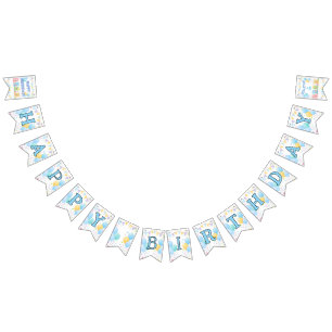 Pastel Blue Girl Festive Birthday Party Bunting Flags