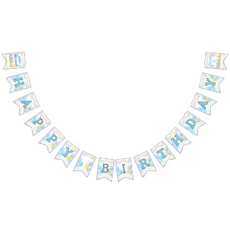 Pastel Blue Girl Festive Birthday Party Bunting Flags
