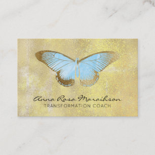 *~* Pastel Blue Glitter Fantasy Gilded Butterfly Business Card