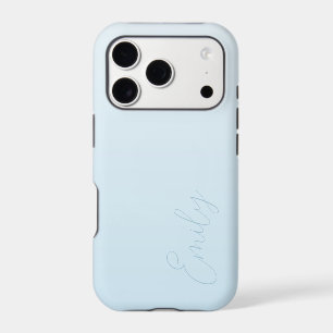Pastel Blue Gradient Calligraphy Personalized iPhone 17 Pro Case