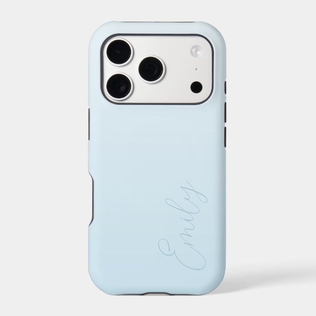 Pastel Blue Gradient Calligraphy Personalized Case-Mate iPhone Case (Back)