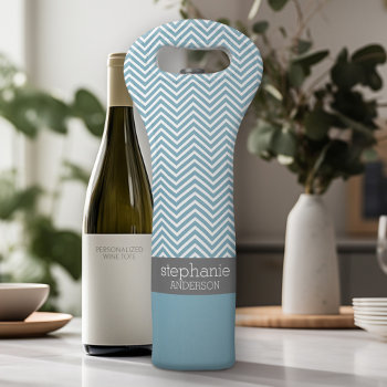 Pastel Blue & Gray Baby Shower Suite Wine Bag by MarshBaby at Zazzle