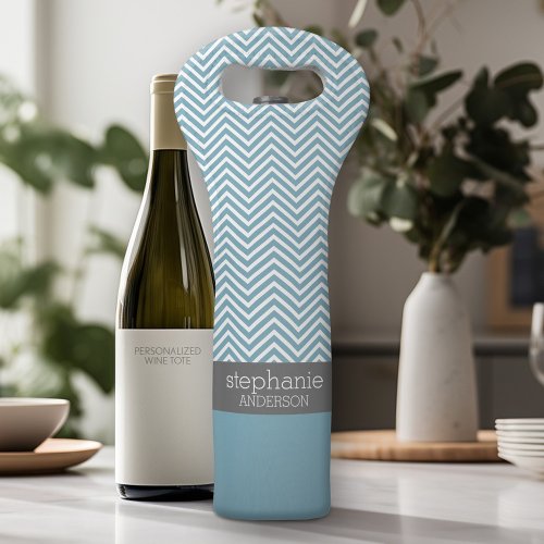 Pastel Blue  Gray Baby Shower Suite Wine Bag