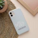Pastel Blue-Gray New Mrs Last Name Bride iPhone 16 Case<br><div class="desc">After the wedding,  show off your new last name with this sleek and stylish case -- perfect for the honeymoon! Personalized bride design features "Mrs. [lastname]" in modern white and gray typography on a subtle pastel blue gray background. Use the field provided to personalize with your new last name.</div>