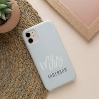 Pastel Blue-Gray New Mrs Last Name Bride