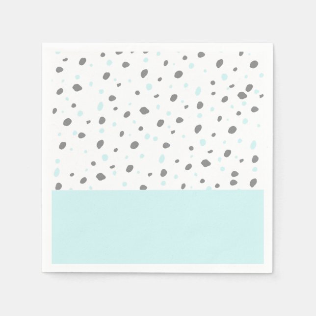 Pastel blue gray watercolor polka dots pattern napkins (Front)