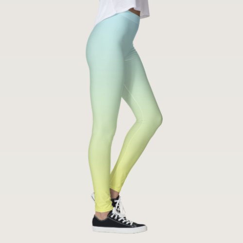 Pastel Blue Green and Yellow Ombre Fade Leggings