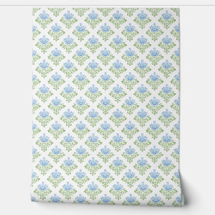 Pastel Blue Green Floral Pattern Wallpaper