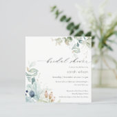 Pastel Blue Green Foliage Bridal Shower Invite (Standing Front)